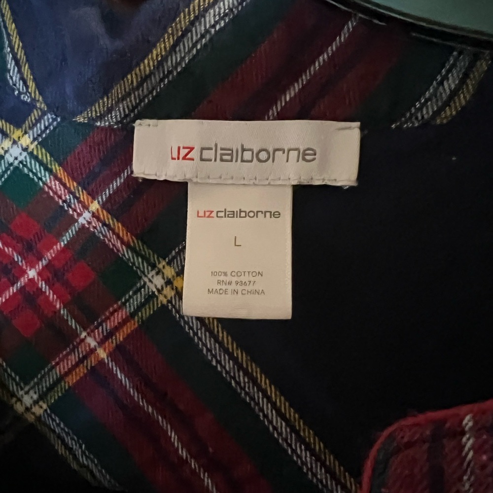 Liz Claiborne Navy and Red Plaid nightgown - Picture 2 of 3